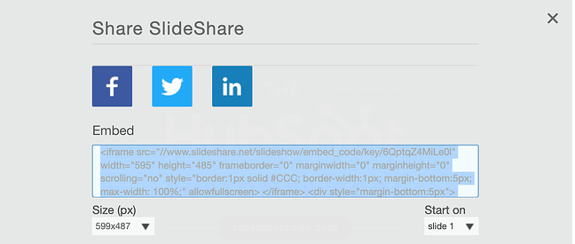 Condividi le opzioni di SlideShare con un codice di incorporamento