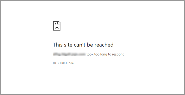 504 Gateway Timeout Error dicitura in Google Chrome