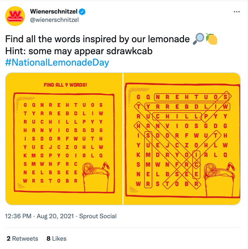 Wienerschnitzel Festa nazionale della limonata sui social media Tweet