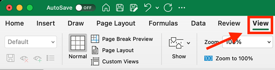 blocca la riga superiore nei passaggi di Excel: seleziona la visualizzazione
