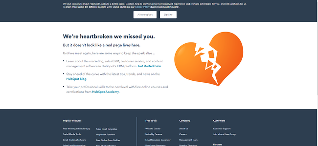 Come ottimizzare la tua pagina di errore 404 per SEO: HubSpot