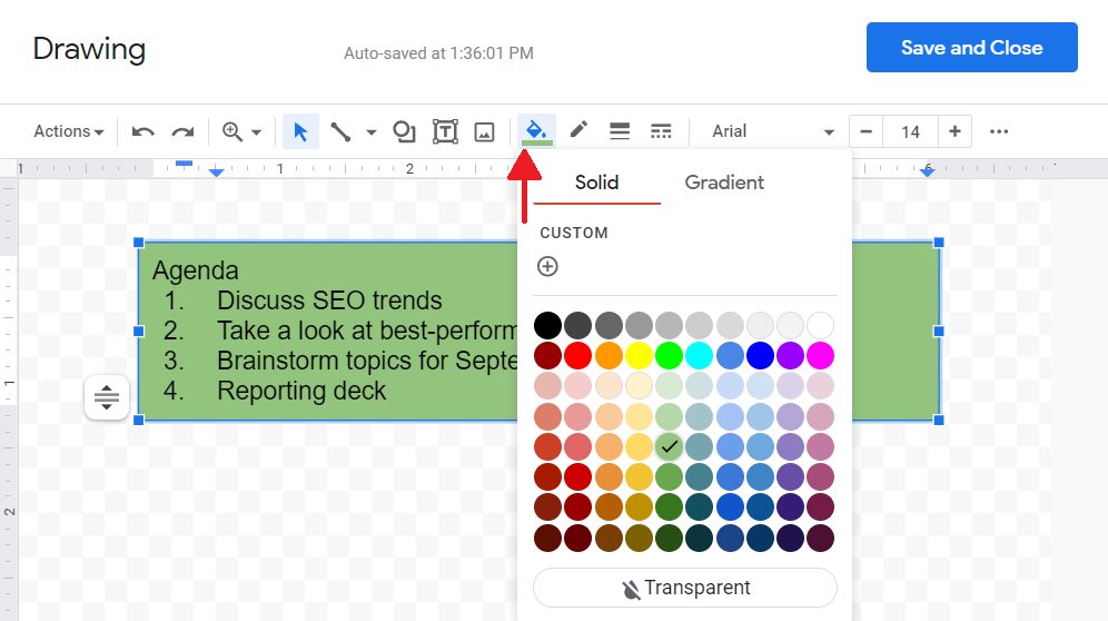 come aggiungere una casella di testo in google docs: cambia colore