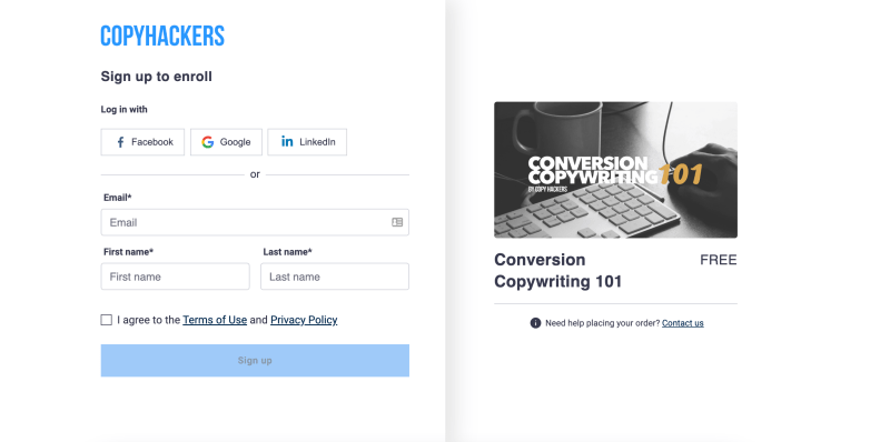 Conversion Copywriting 101 di Copyhackers - Attiva il modulo