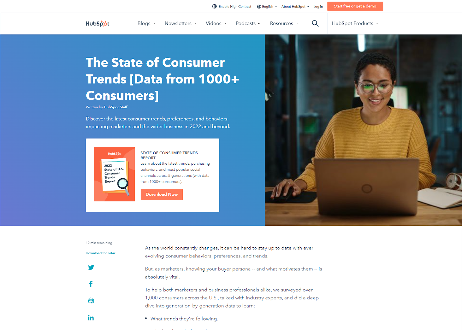 Lo stato delle tendenze dei consumatori di HubSpot