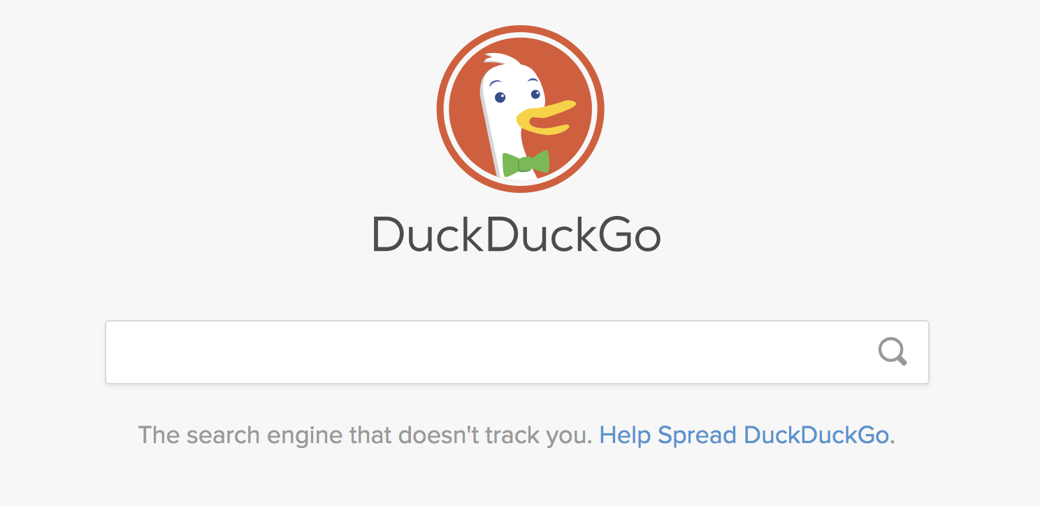principali motori di ricerca: la home page di DuckDuckGo
