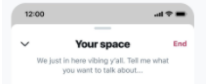 La tua casella di descrizione dello spazio Twitter che spiega l'obiettivo della tua sala audio
