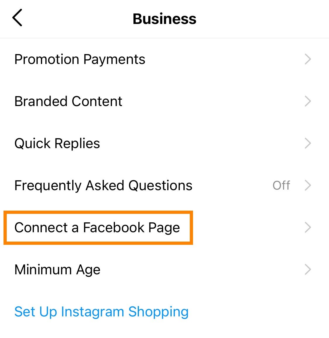 crea un account aziendale instagram: passaggio 6. collega la pagina facebook della tua attività