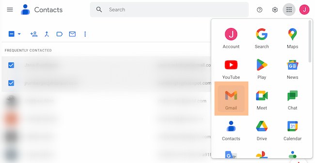 Esempio di come creare un gruppo in Gmail: vai su Gmail
