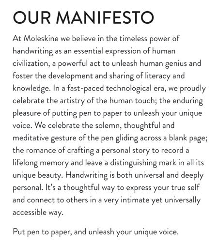 Screenshot del manifesto del marchio Moleskine